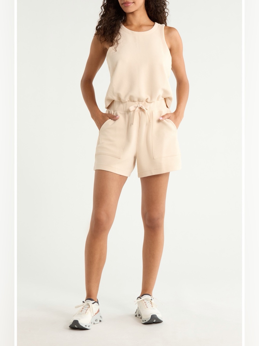 NWT SPANX AirEssentials Rib Romper in Toasted Coconut, Size Small